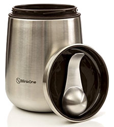 blinkone coffee bean storage container. Airtight canister with magic scoop